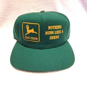 New John Deere Ball Cap Green w/ solid back Snap Adjustment